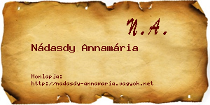 Nádasdy Annamária névjegykártya